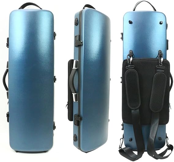 Vetimobato 4/4 Full-Size Carbon Fiber Violin Case Lightweight Hard Shell Travel Case with Removable Music Bag,Combination Lock,4 Bow Holders Waterproof, Anti-Scratch Protection (Lake Blue)