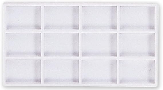 BIN BUDDY (2 Pack) White Plastic Tray Insert | 12 Precise Compartments 2 1/8" (5.4 cm) x 3 1/8" (7.9 cm) | Elegant Display & Organizing Solution