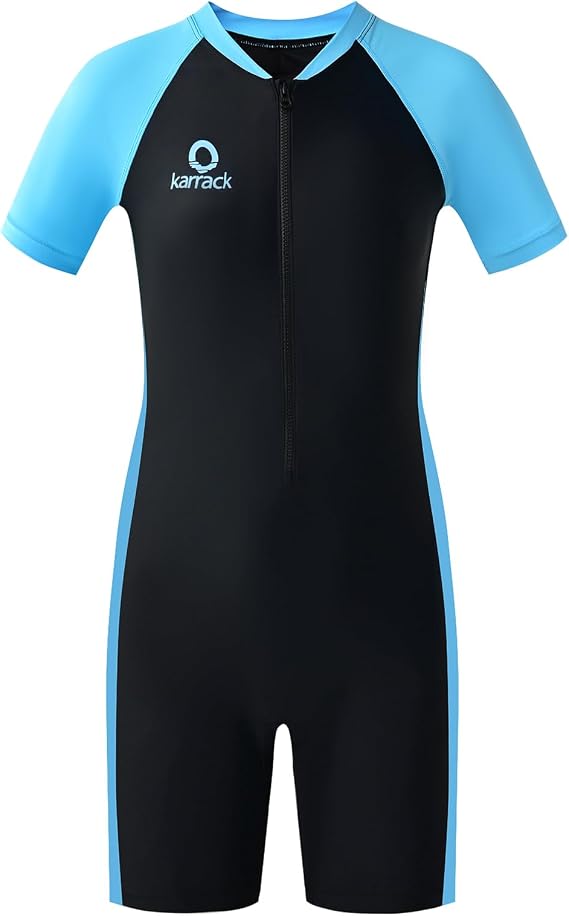 karrack Girls and Boys One Piece Rash Guard Swimsuit Kid Water Sport Short Swimsuit UPF 50+ Sun Protection Bathing Suits