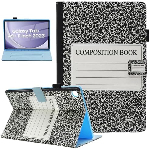 Tab A9 8.7 Inch Tablet Case 2023 Model SM-X110X115X117, Multi-Angle Viewing Stand PU Leather Wallet Case for Tab A9 8.7 Tablet, Composition Book