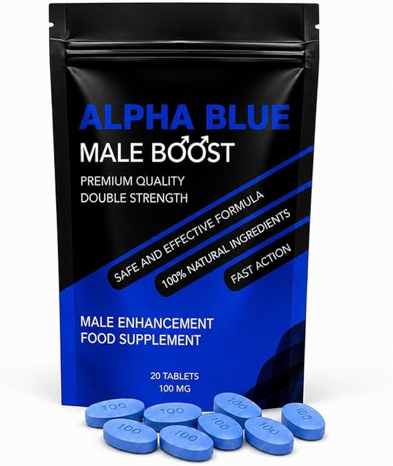 Alpha Blue 10 Tablets Blue Pills for Men Performance Supplement Energy, Stamina & Endurance High Strength Herbal Complex Enhanced Vitality Peak Physical Condition with Ginseng & Maca Made in UK