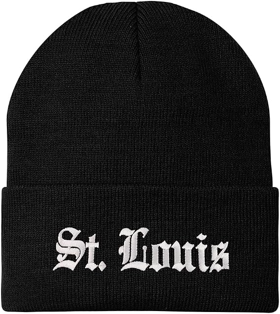 Trendy Apparel Shop St Louis Old English Embroidered Long Cuff Winter Beanie