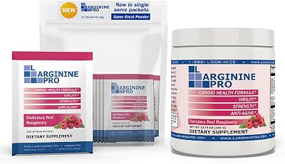 L-ARGININE PRO 2-Pack, Raspberry Jar and 30 Single Serve Packets, Great Tasting! | Blood Flow | Pre-Workout Drink | with Vitamins C, B6, B12, K & More