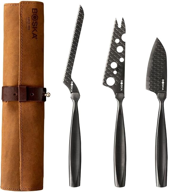 BOSKA 307089 Monaco+ Cheese Knife Set, Full-Size, Black