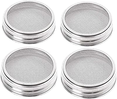 Germination Net Cover 4PcsSet Lid Stainless Steel Filter for Wide Mouth Jar