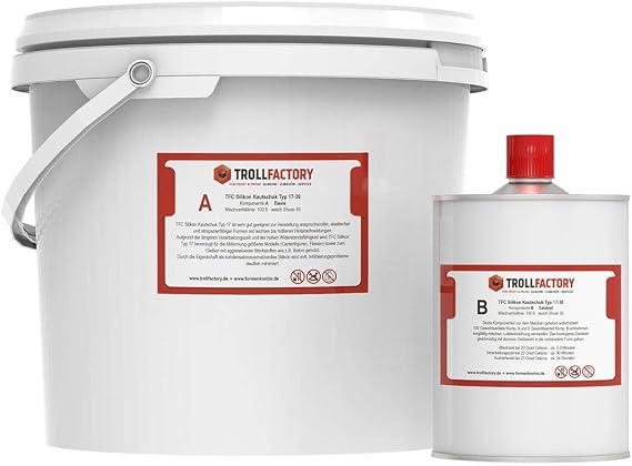 TFC Silicone Rubber Type 17 RTV NV White Shore 30 Condensation 100:5 Double Silicone Concrete Cast 21 kg (20 kg + 1 kg)