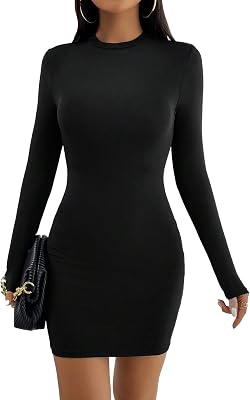 SheIn Girls Basic Short Sleeve Bodycon Dress Casual Round Neck Tee Shirt Dresses Black 10Y