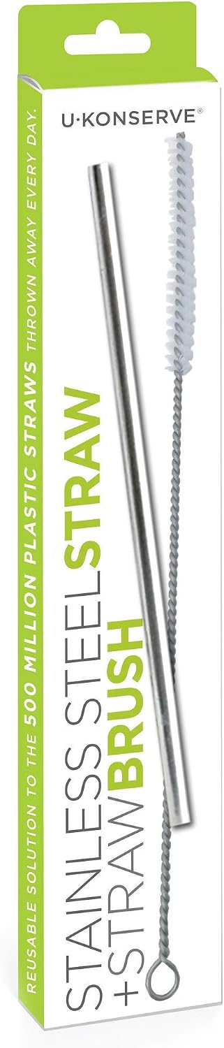 U Konserve - Stainless Steel Straw and Brush, Environment Friendly Alternative to Plastic Straws, Durable Stainless Steel, With Handy Straw Brush Set of 2