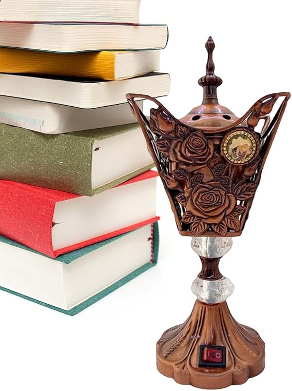 Arabian Electric Incense Burners,metal Incense Burner, Vintage Arabic Golden Burner,Middle Eastern Incense Holder- Electric Incense Burner Suitable For Arabian Oud,Home, Hotel Decor