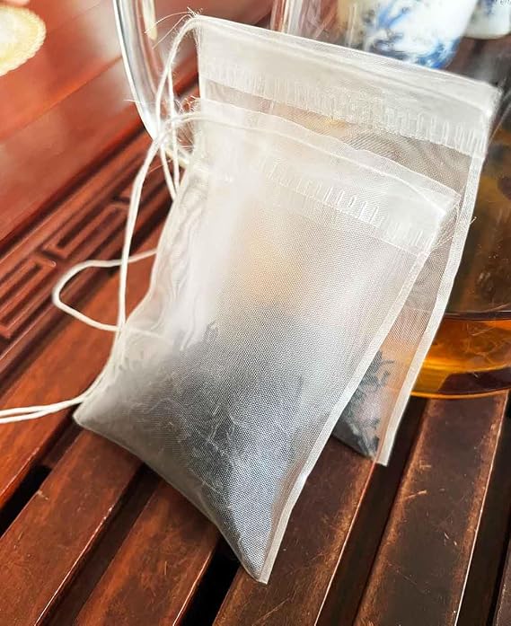 50 Pcs Disposable Tea Bags,Tea Filter Bags for Loose leaf Tea Small,Empty Tea Bag with Drawstring for Herb and Spice(2.36x3.15in)