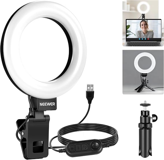 NEEWER Basics BR60 5 Inch Clip On Ring Light for Video Conferencing Lighting