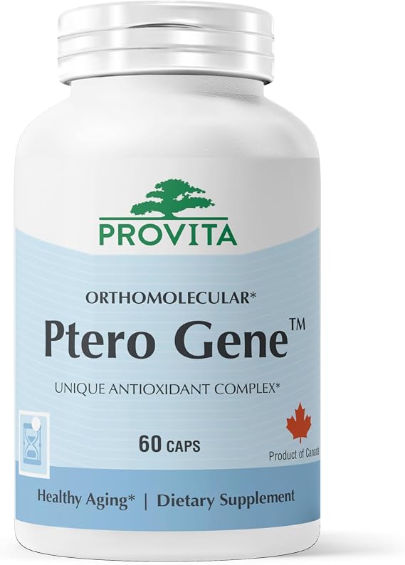 PROVITA Ptero Gene | Healthy Aging Supplement | Resveratrol, Pterostilbene, Quercetin, MCT Oil & BioPerine | Cellular Health, Longevity & Antioxidant Support | Vegan Nutraceutical | 60 Caps