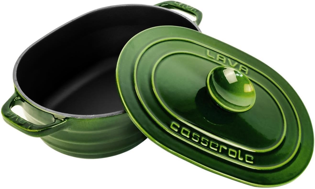 Lava Casting Oval Cookware Cast Iron Lid Experience Majolik Series Size 24x33cm.