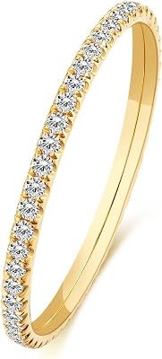 14k Solid Gold Petite Full Diamond Eternity Band Ring for women, 0.32~0.36ct,DEF VS~VVS,Wedding,No fading, No allergies,Lab grown Diamond