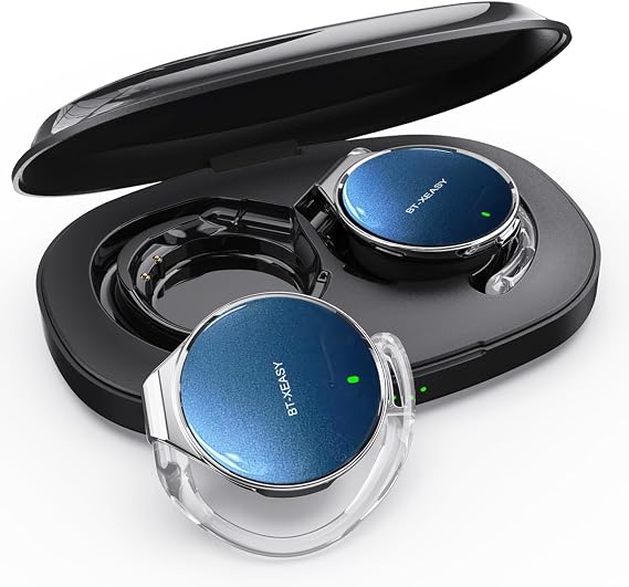 Micool On Ear Bluetooth Headphones, Open-Ear Headphones Wireless with 4-Mic ENC for Crystal Clear Calls, 52H Total Battery, Dual Device, Sport Clip On Headset for Running & Travel (Black-Blue)
