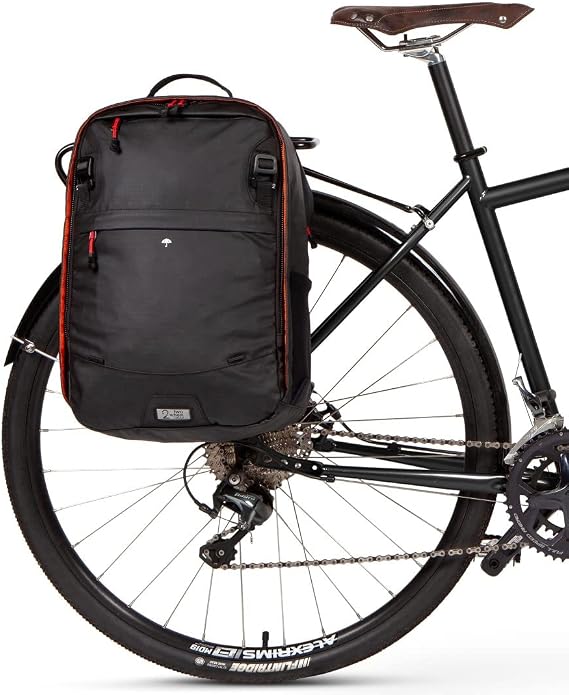 Two Wheel Gear - Pannier Backpack Convertible LITE (22 Litre) - Weatherproof 2-in-1 Bike Commuting and Laptop Travel Bag, Recycled Ripstop Material, Black