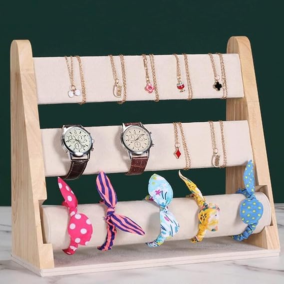 Solid Wood Jewelry Rack Hanging Necklace Bracelet Jewelry Rack Ring Storage Rack Counter Display Jewelry (Color : A)