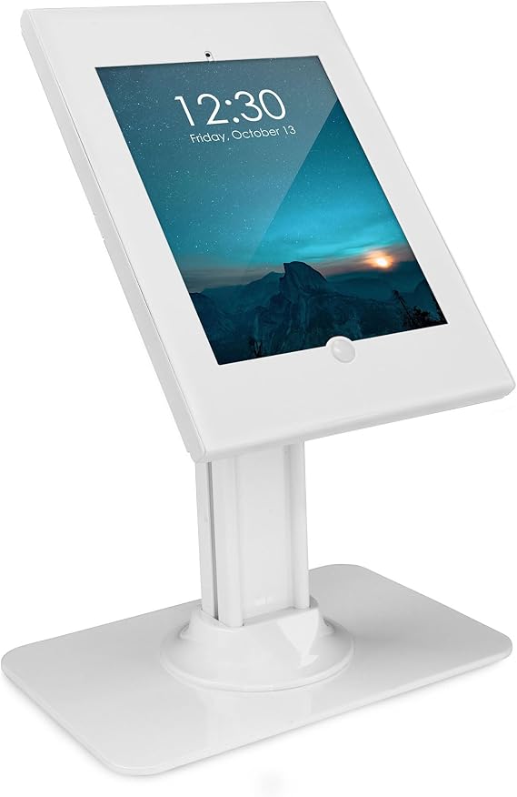 Mount-It! iPad Kiosk Stand, Anti-Theft Steel Countertop Enclosure, White