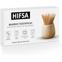 1000 Bamboo Toothpicks Wooden Toothpicks Cocktail Sticks Natural Double Pointed Food Grade Wooden Picks for Teeth Cleaning Dental Floss Smooth Splinter Free Finish Ideal for Home Party Bars