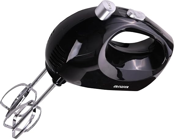 AIWA 5-Speed Hand Mixer with Eject Button, Electric Handheld Mixer for Cream, Batter, Eggs & Baking, Stainless Steel Beaters, Dishwasher-Safe, Lightweight Compact Design, Black