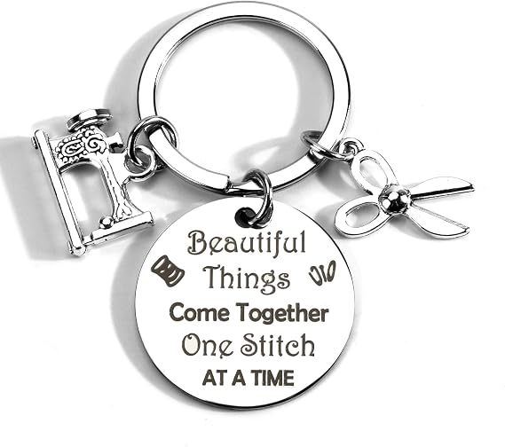 Sewing Keychain, Sewing Machine Keychain, Gift for Sewing Lovers, Quilters, Crafters, Sewing Enthusiasts
