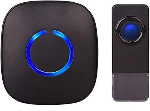 SadoTech Wireless Doorbell for Home - Battery Operated, 1000 Feet, Waterproof Door Bell w/LED Flash, 1 push button + 1 receiver, Waterproof Black