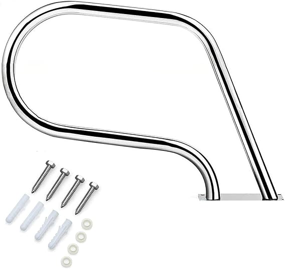 304 Stainless Steel Handrail Set, Pool Slides w/Quick Mount Base Swimming Handrails - Easy Hand Grab Rail