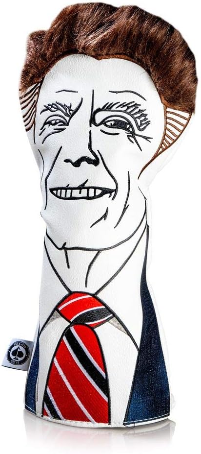 Pins & Aces Golf Co. American Classic Premium Headcover - Quality Leather, Hand-Made Head Cover - Style and Customize Your Golf Bag - Tour Inspired, Ronald Reagan Golf Design