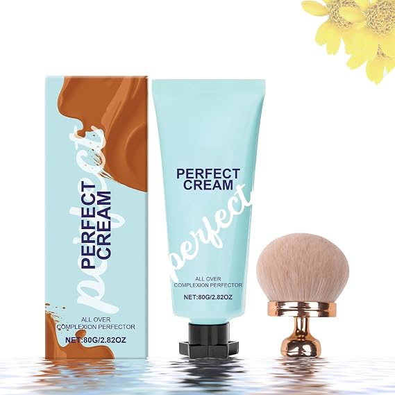 All Over Complexion Perfector, with Brushes, Body Coverage Perfector for Legs, Long-Lasting CC Cream Foundation, Waterproof Skin Tint, Hydrating Full Coverage Concealer (Dark)
