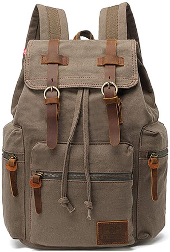 High Capacity Canvas Vintage Backpack - for School Hiking Travel 12-17" Laptop Backapcks for Men Casual Daypacks