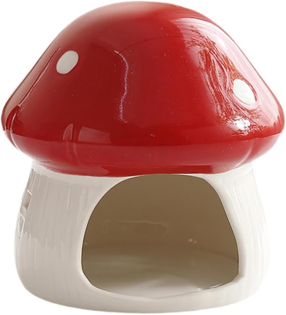 Ronyme Ceramic Hamster House, Small Animal Hideout, Multipurpose Habitat Hideaway House for Dwarf, Hamster, Ferret, Chipmunk, Red