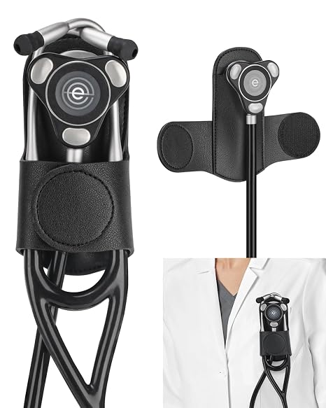 Stethoscope Holder Clip for EKO CORE 500TM Lightweight PU Leather Hip Holder Clip for Physicians, Nurses, EMTs, and Medical Students