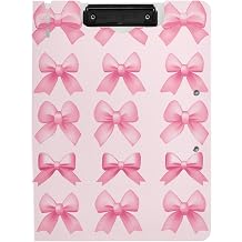 Clipboard Folder Pretty Pink Bow A4 Foldable Clipboard with Horizontal and Vertical Double Metal Clips with Pen Holder
