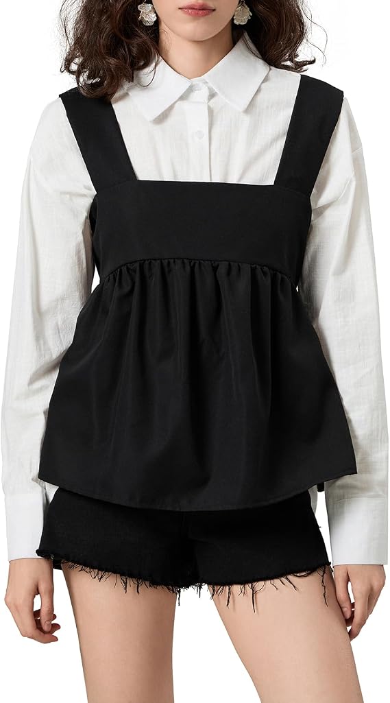 Women Y2k Going Out Tank Tops Gingham Square Neck Peplum Cami Tank Sleeveless Backless Shirt Bowtie Blouse Summer