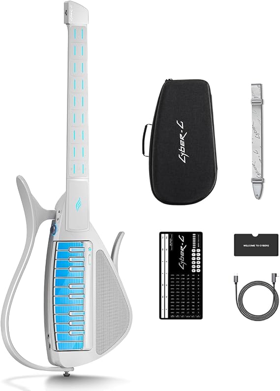 Enya CYBER-G Stringless Smart Guitar with 20 Instrument Sounds | Built-in Speaker and Drum System,Foldable Travel Backing Guitarra,One-Man Band,Enya Music APP Play,Idea for Adults & Teens