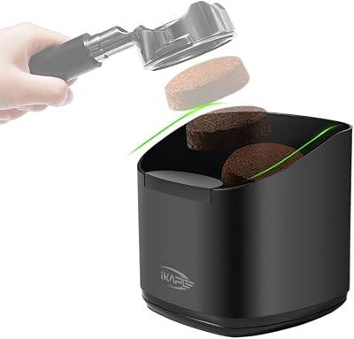 IKAPE Espresso Knock Box for Coffee Grounds, Barista Tool Enhanced for Better Manipulation - Black Espresso Machine Coffee Puck Disposal Box