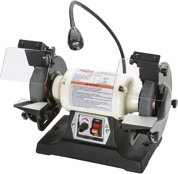 Shop Fox W1840 Variable-Speed Grinder with Work Light, 8",Black,white