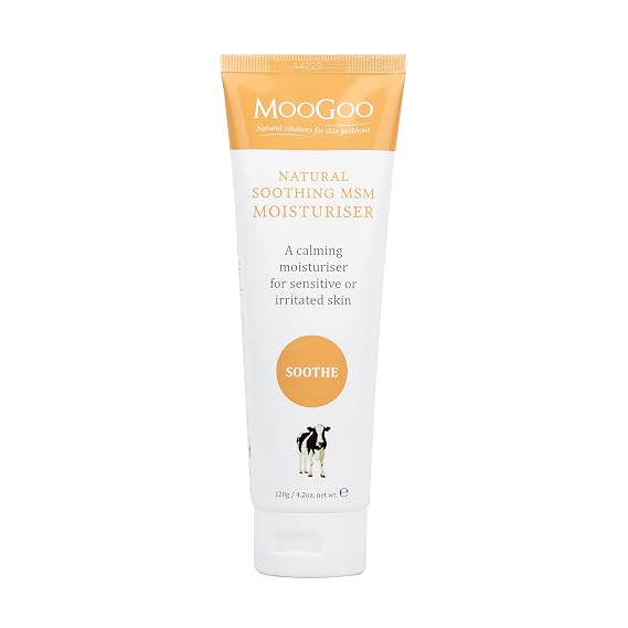 MooGoo Soothing MSM Moisturiser - Calming Face & Body Moisturiser for Sensitive, Red or Sunburnt, Dry, or Irritated Skin Including Eczema, Psoriasis & Rosacea (4.2 Fl Oz)