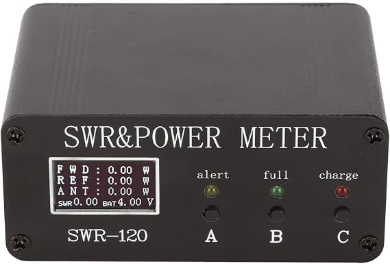 Digital Short Wave Standing Wave Meter, 1.850MHz FM AM CW SSB Modes Digital Display SWR Meter Watt Meter, Type C Professional Aluminium Alloy 200W Max VSWR Power Meter with Buzzer, Alarm, 1000mAh