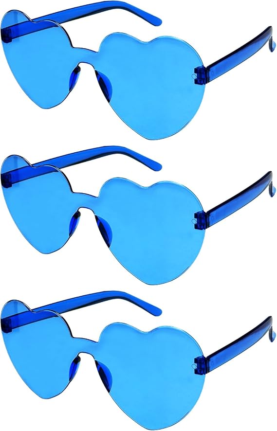 3 Pcs Heart Glasses, Pink Heart Shaped Sunglasses, Rimless Pink Sunglasses for Birthday Party, Beach Party