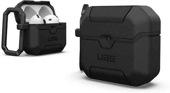 URBAN ARMOR GEAR UAG Designed for AirPods 4th Gen Case Scout, Rugged Military Grade Drop Proof Protective Cover with Detachable Carabiner Clip & Secure Lip Closure, Black