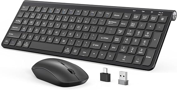 JOYACCESS 2.4GHz Wireless Keyboard Mouse Combo, Ergonomic Wireless Computer Keyboard Compatible with Win 7/8/10, MacBook Pro/Air, Laptop, PC - Black