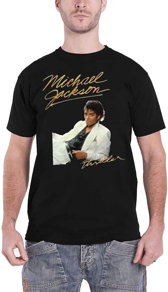 Michael Jackson T Shirt Thriller White Suit Logo Official Mens Black