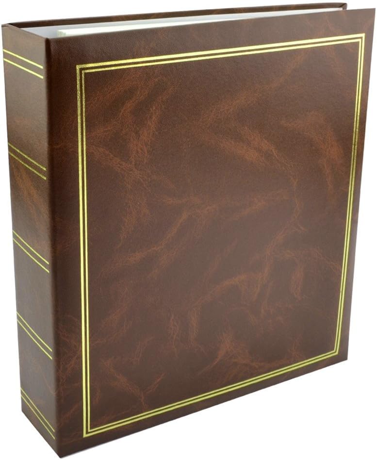 Classic photo album with 25 sheets,50 self-adhesive pages,9x11 inch(23x28 cm) photo format 4x6 inch(10x15 cm) 5x7 inch(13x18) 6x8 inch(15x21 cm) Brown