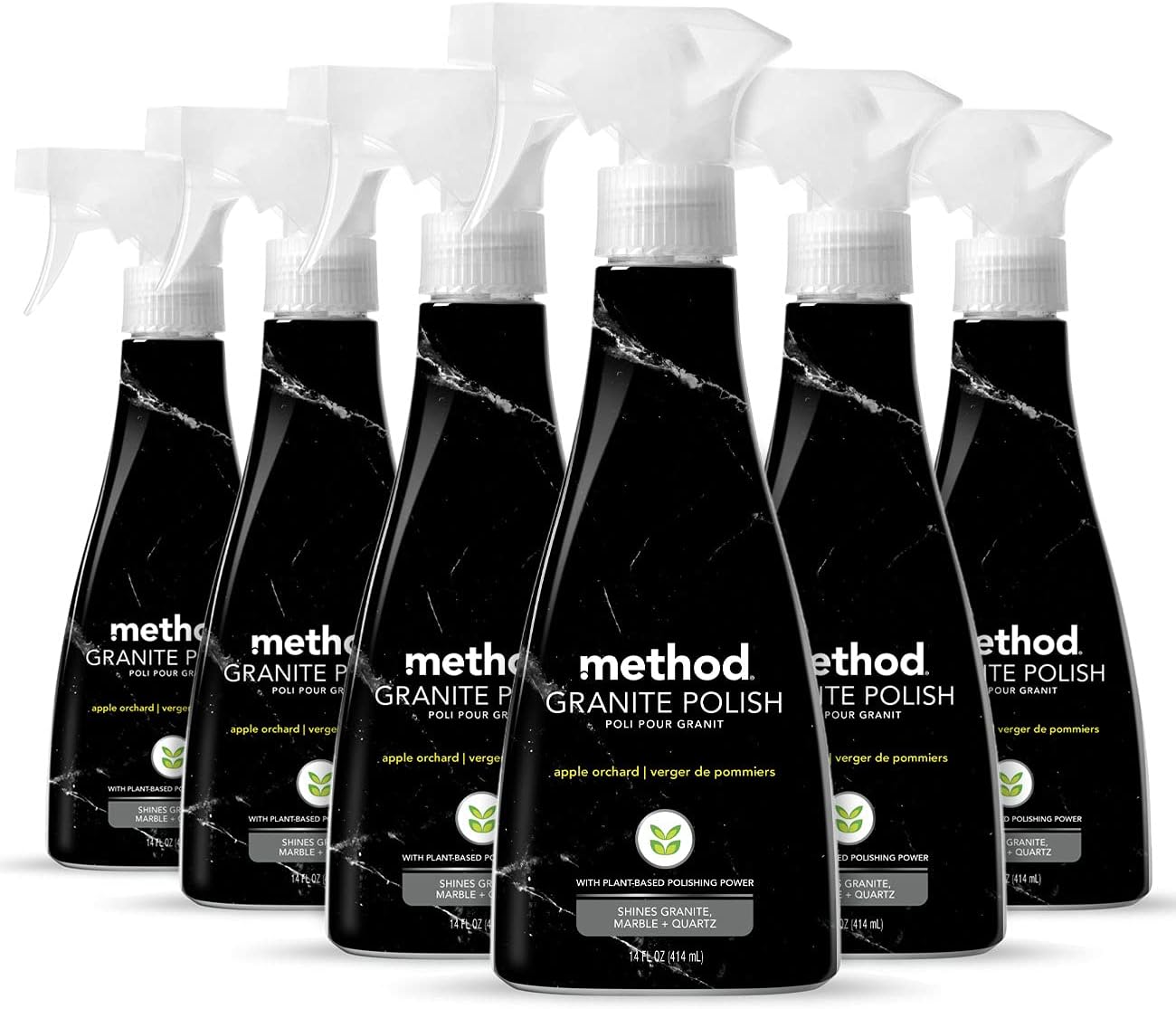 Method Granite Polish, Apple Orchard, Polishes and Shines Granite, Marble and Sealed Stone Surfaces, 14 oz Spray Bottles Pack of 6