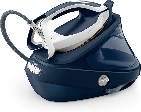Tefal Pro Express Ultimate Steam Iron Station Powerful 8-Bar Pressure Constant Steam Output 170 g/min Steam Boost 590 g/min Removable Limescale Collector Steam Iron White/Blue GV9720