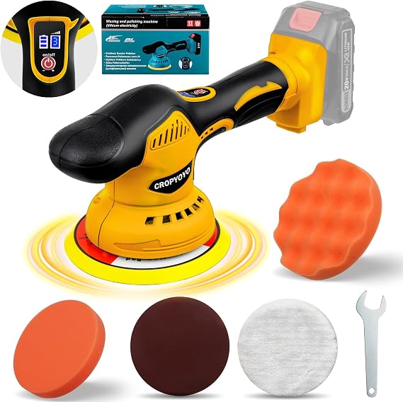 Cordless Car Buffer Polisher Compatible for Dewalt 20V Battery(Without Battery) Car Buffer Polishers with 6 Variable Speed Up to 5500RPM, for Car Detailing/Polishing/Waxing(Battery Not Included)