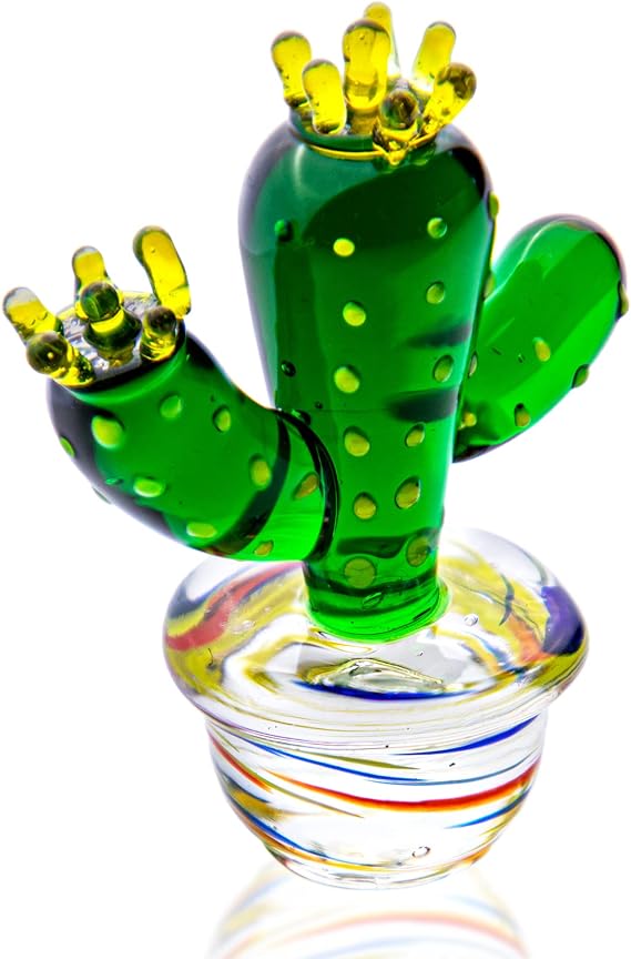 QFkris 2" Mini Cactus Art Glass Blown Handmade Glass Figurines Collectibles