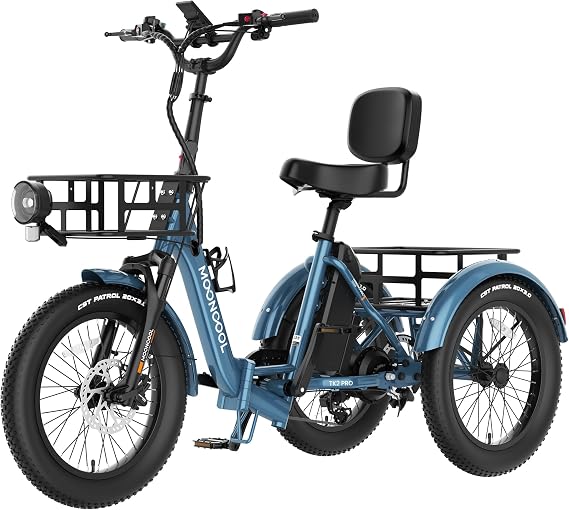 MOONCOOL Electric Tricycle for Adults, Fat Tire Folding Electric Trike