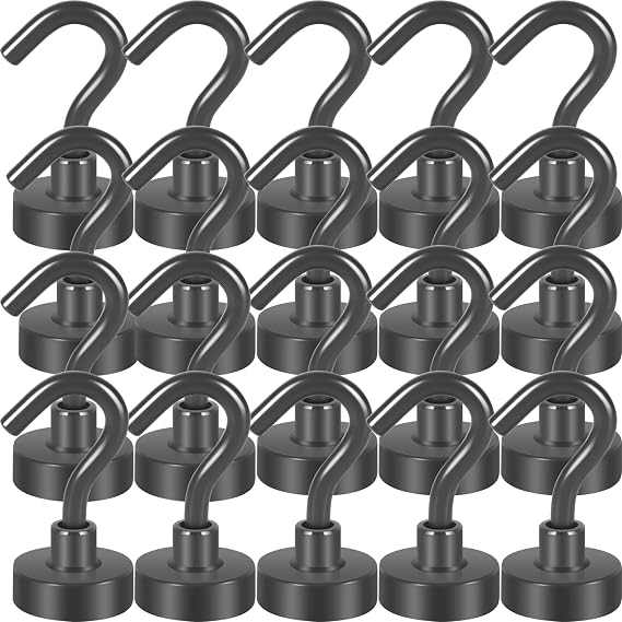 Neosmuk Magnetic Hooks, Cruise Ship Essentials, 32lb+ Heavy Duty Magnetic Hooks for Cruise Cabins, Refrigerator, Grill, Hanging, and Travel | Extra Strong Must-Haves Magnet Hook,Grey